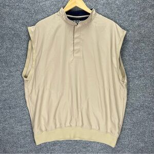Zero Restriction Vest Mens Large Golf Windbreaker Sleeveless Pullover Beige Tan
